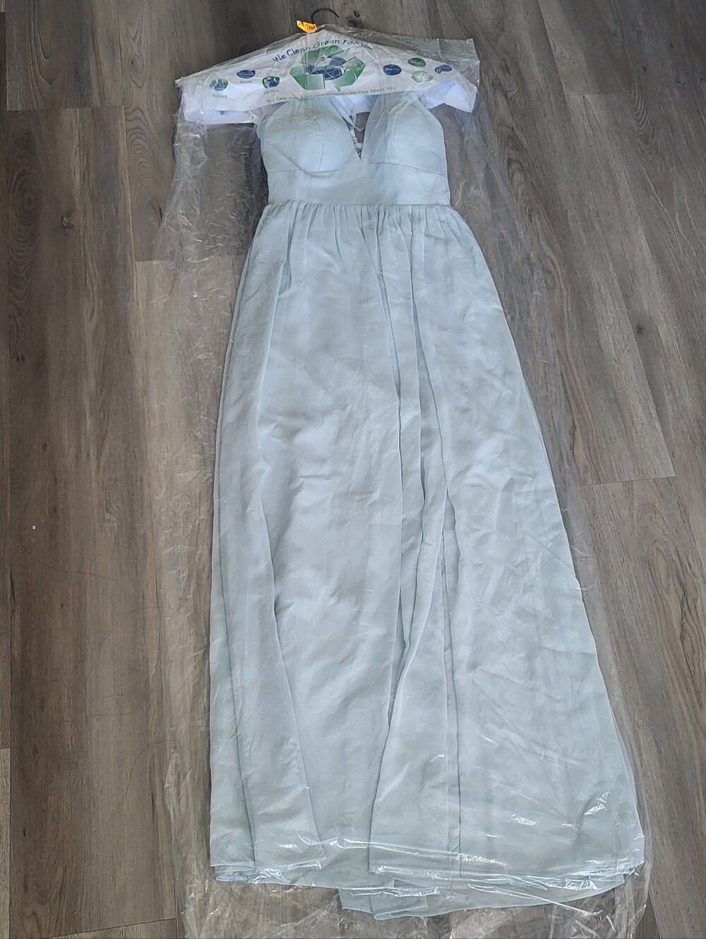 Azazie Aaida Chiffon floor length dress in Mist Light Blue
